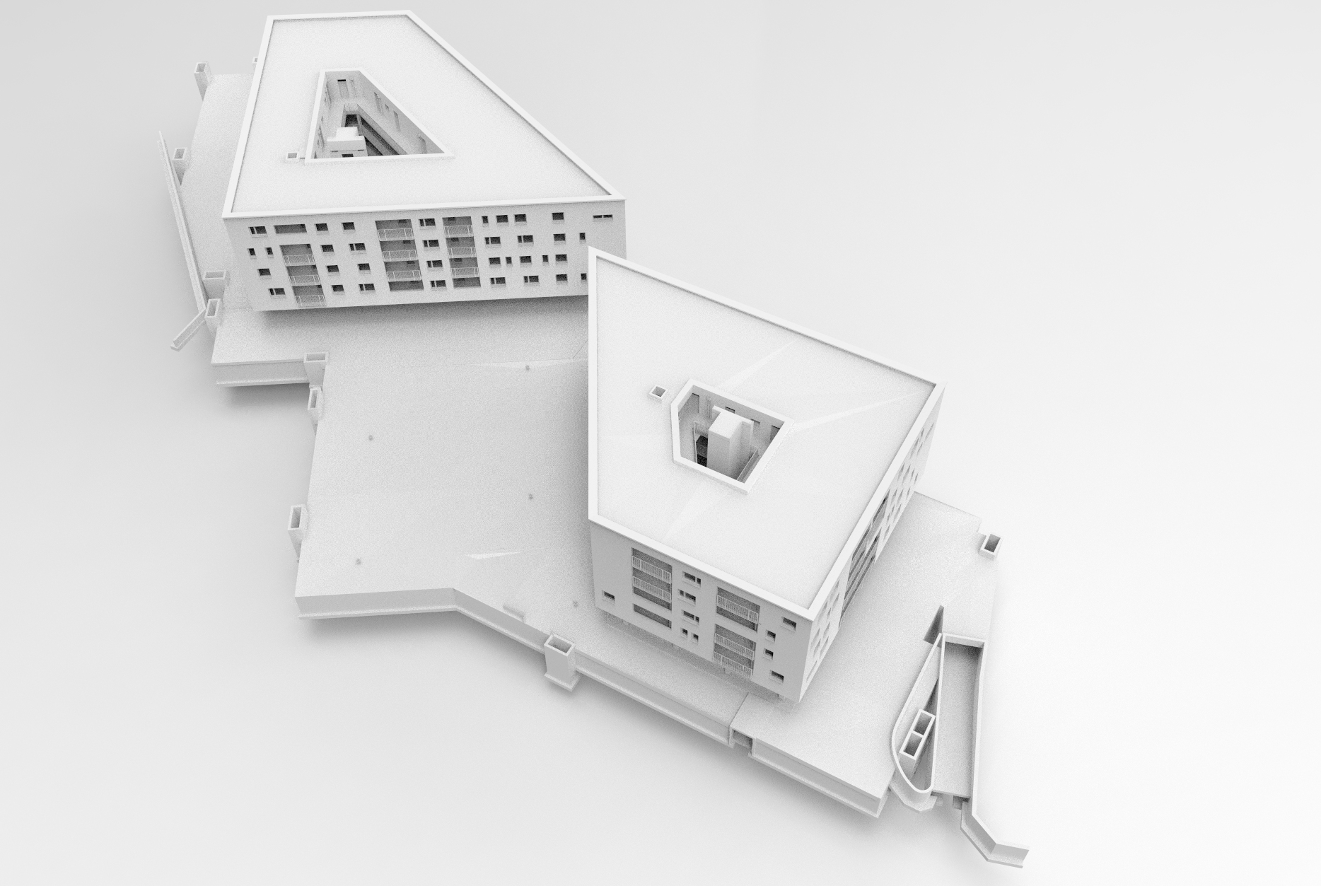 Topdown render of building